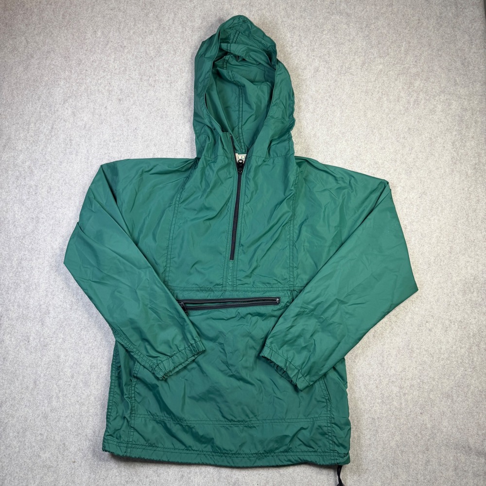 Vintage LL Bean Anorak Windbreaker Jacket Green Mens Medium Made in USA 13507 B